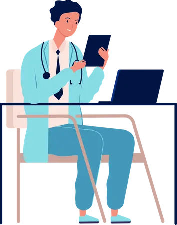 Online doctor consultant on tablet Illustration