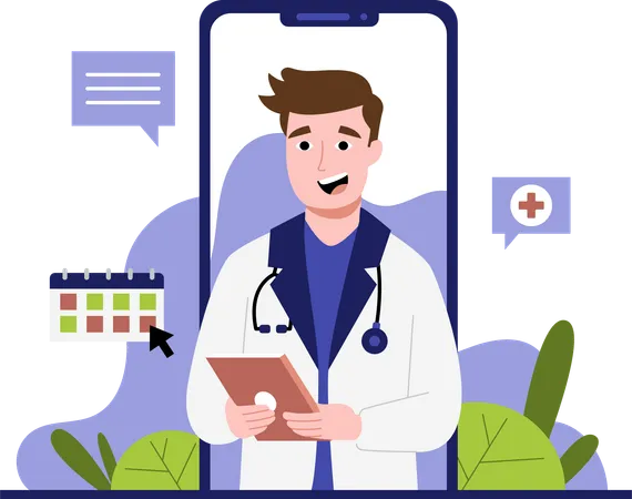 Dive Into The World Of Medical With An Illustration Of A Doctor Opening An Online Consultation Service Designed For Those With A Passion For Health This Work Of Art Captures The Essence Of Compassion Expertise And Human Connection In Health Care Illustration