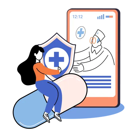 Online doctor consultation app  Illustration