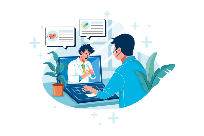 Online doctor consultation  Illustration