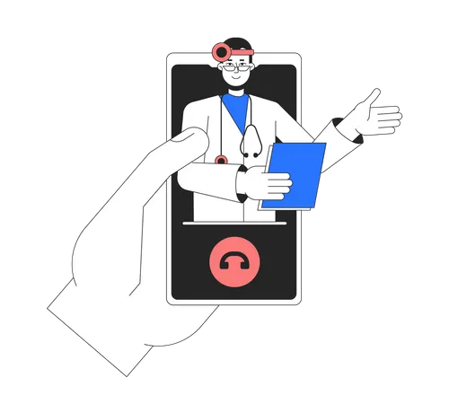 Online doctor consultation on mobile phone Illustration