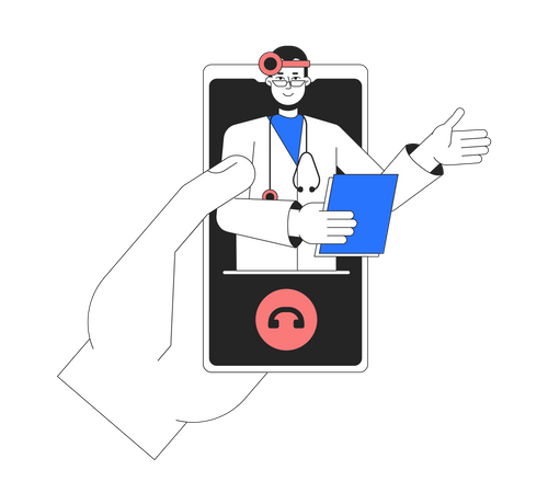 Online doctor consultation on mobile phone  Illustration