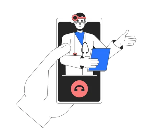 Online doctor consultation on mobile phone  Illustration