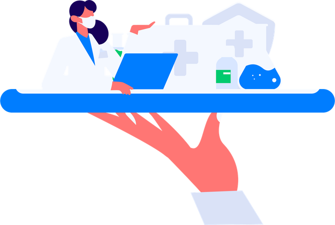 Online doctor Consultation usibg mobile  Illustration