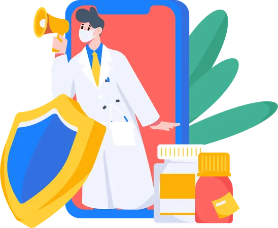 Online doctor consulting  Illustration