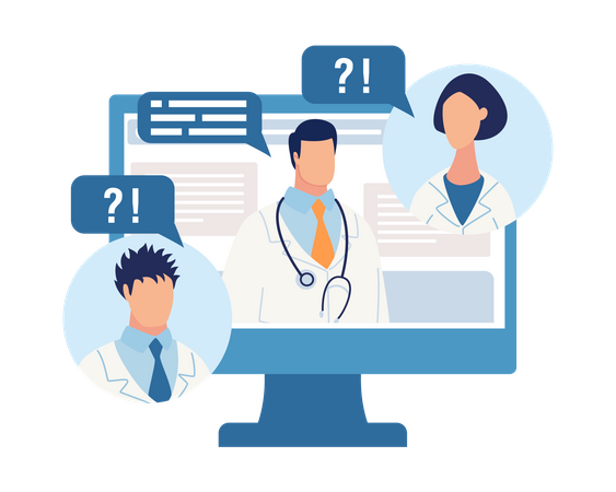 Online doctor debate or discussion  Illustration