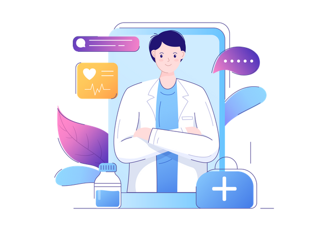 Online doctor healthcare app  Illustration