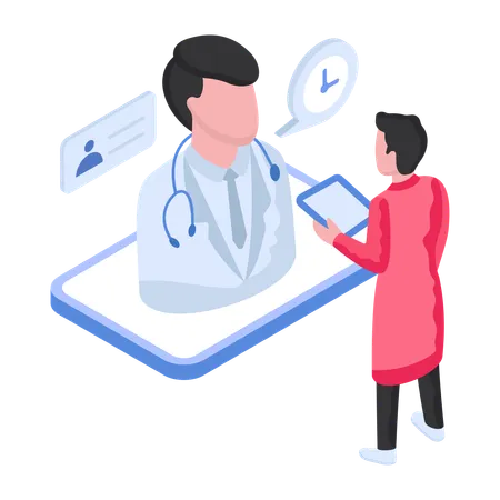 Online doctor is consulting online patient  Illustration