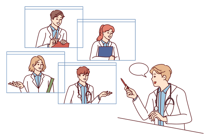 Online doctor meeting  Illustration