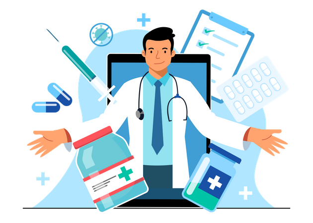 Online doctor service Illustration
