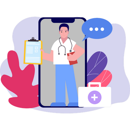 Online doctor talk  Illustration