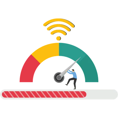 Online downloading and uploading speed test  Illustration