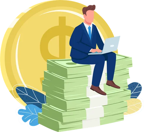 Online earning by businessman  Illustration