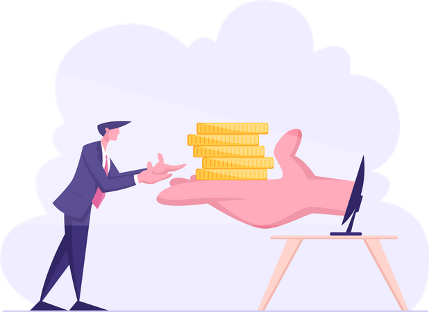 Online earning by businessman  Illustration