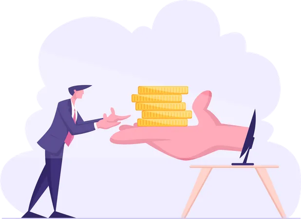 Online earning by businessman  Illustration