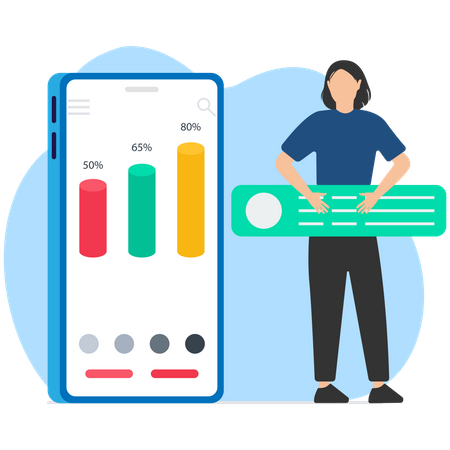 Online earning graph  Illustration