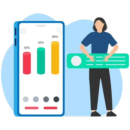 Online earning graph  Illustration