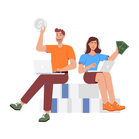 Online Earnings earned by freelancers  Illustration