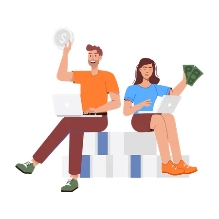 Online Earnings earned by freelancers  Illustration