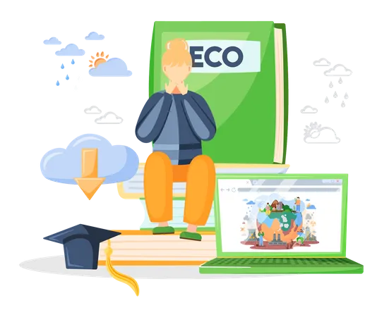 Free Course Of Studying Ecology Webinar Online Education Training Group Conversation Via Internet Platform Students Receive Knowledge Remotely On Course Study Problems Of Ecological Catastrophe Illustration