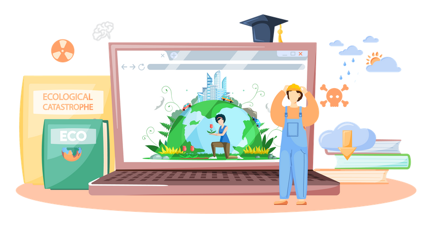 Online ecological catastrophe class  Illustration
