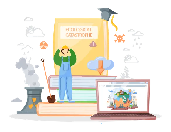 Free Course Of Studying Ecology Banner Ecologist Scientist Taking Care Of Nature And Study Ecological Environment With Education Platform Ecological Activist For Protection Of Air Soil And Water Illustration