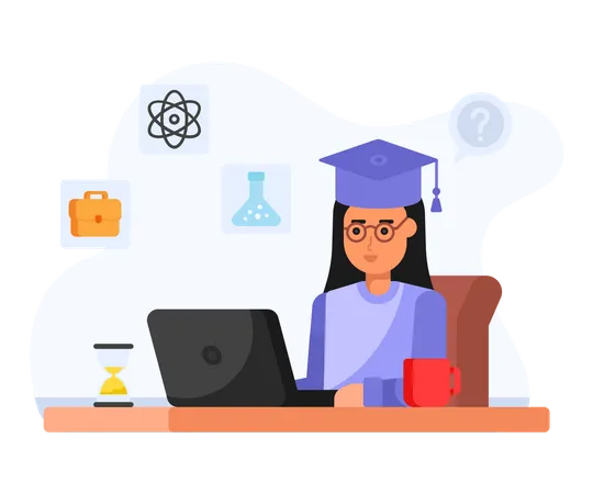 An Online Education Icon In Flat Vector Design Illustration