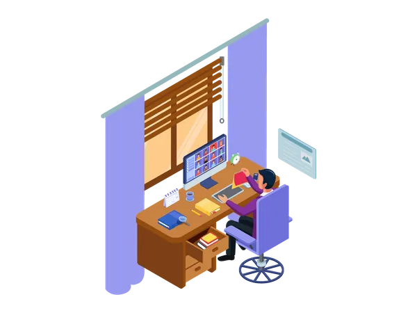 Student Do Interactive Online Class Meeting E Learning Process Concept With Computer And Internet Isometric Education Concept Vector Illustration