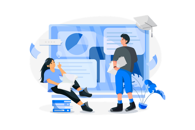 Online Education and Graduation concept  Illustration