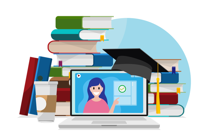 Online education and study  Illustration