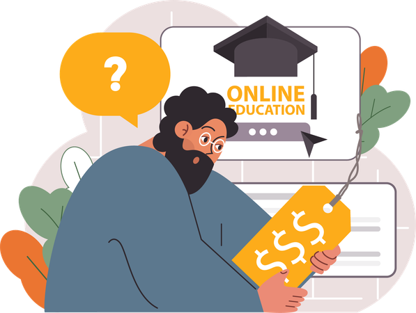 Online Education Cost Crisis  Illustration