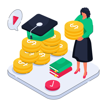 Online Education Fees  Illustration