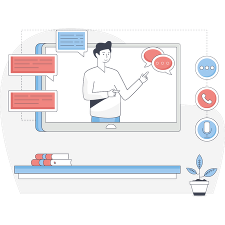 Online education video recorded by student  Illustration