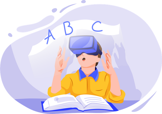 Online Education with Vr glasses  Illustration