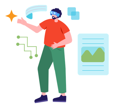 Online education with vr glasses  Illustration
