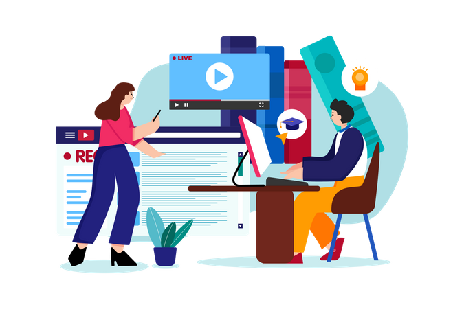 Online Educational Video  イラスト