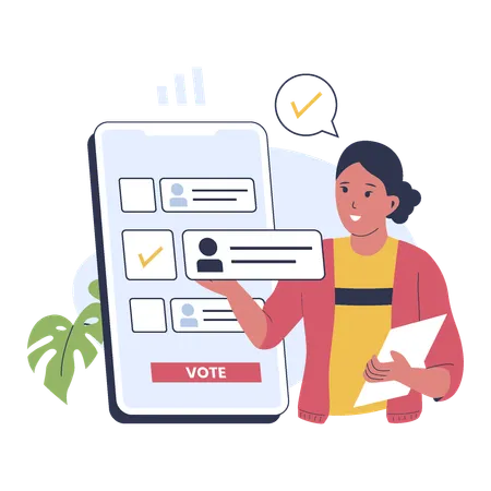 Online Election Vote Concept Vector Illustration Flat Concept Illustration