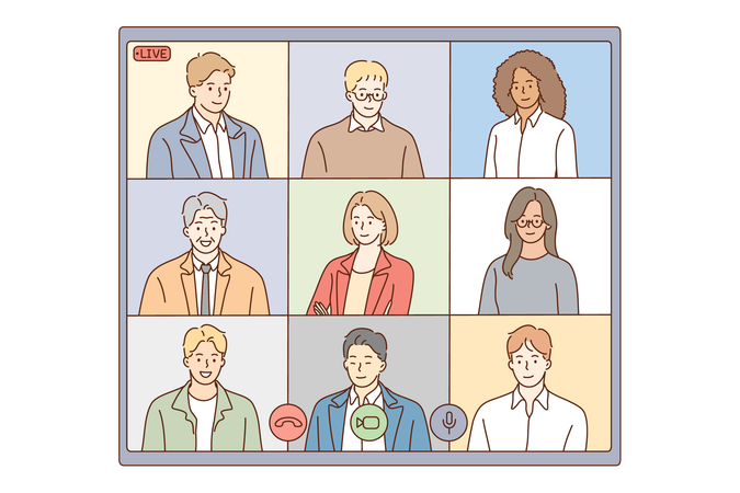 Online employees meeting  Illustration