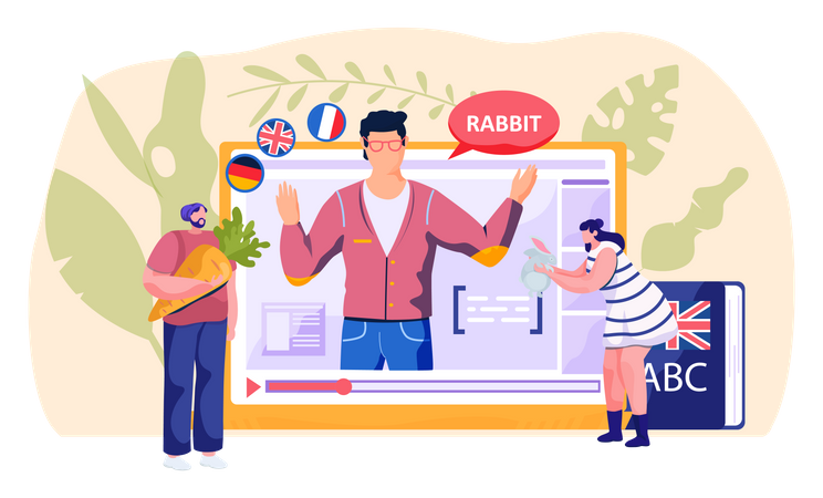 Online-Englischunterricht  Illustration