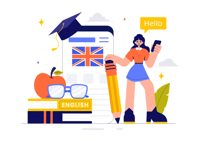 Online English Language Course  Illustration