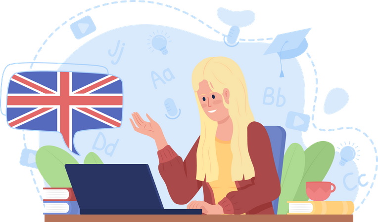 Online English speaking course Illustration