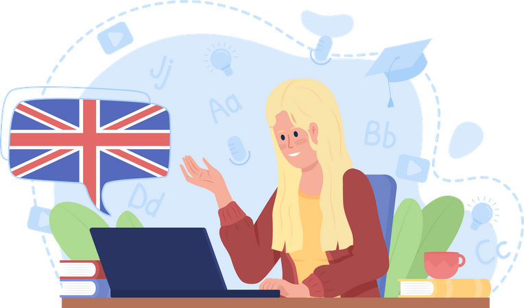 Online English speaking course  Illustration