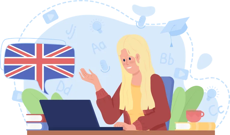 Online English speaking course  Illustration