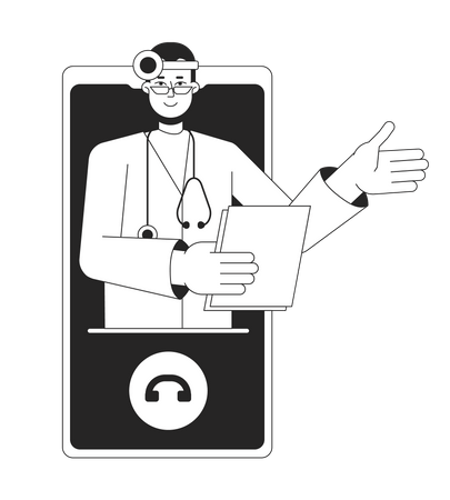 Médico otorrinolaringologista on-line por telefone  Ilustração