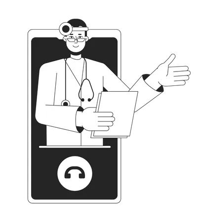 Médico otorrinolaringologista on-line por telefone  Ilustração