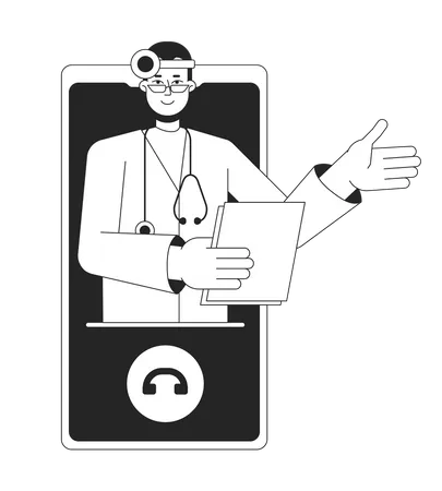 Online ENT doctor on phone  Illustration
