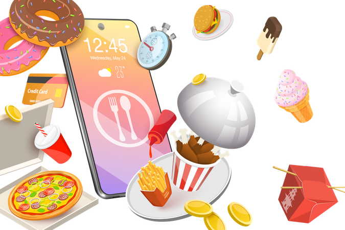 Online-Essensbestellung  Illustration