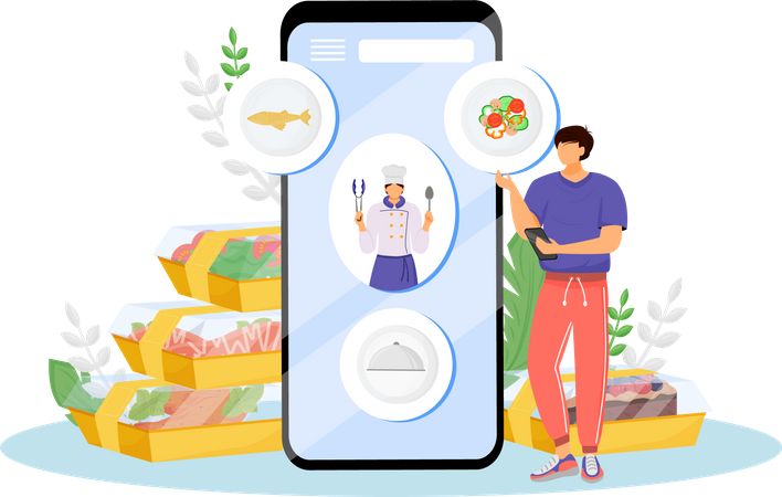 Online-Essensbestellung im Restaurant  Illustration