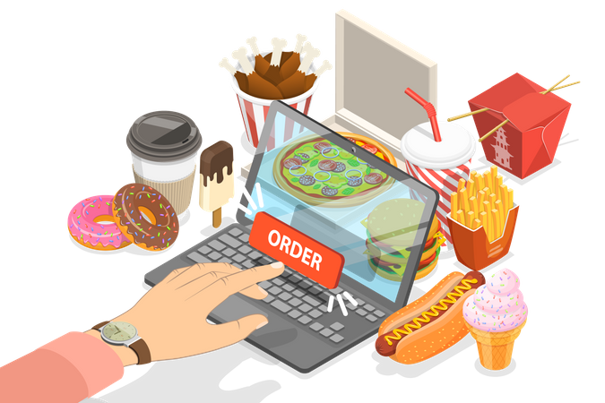 Online-Essensbestellung per Essens-App  Illustration