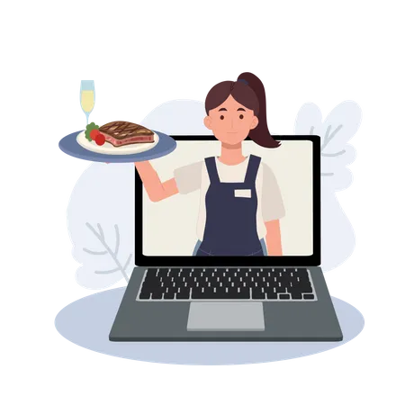 Online-Lieferservice für Speisen von Restaurants und Cafés  Illustration